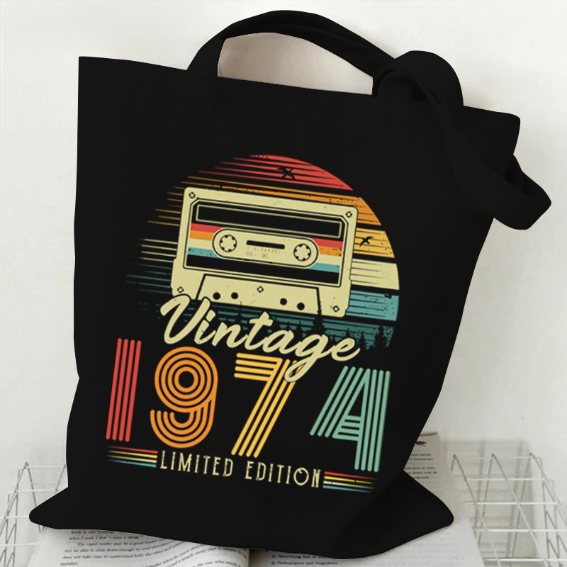 Women Bags White - กระเป๋าถือสตรีVINTAGE 1974 ผ้าใบถุงช้อปปิ้ง 1970 ~ 1999