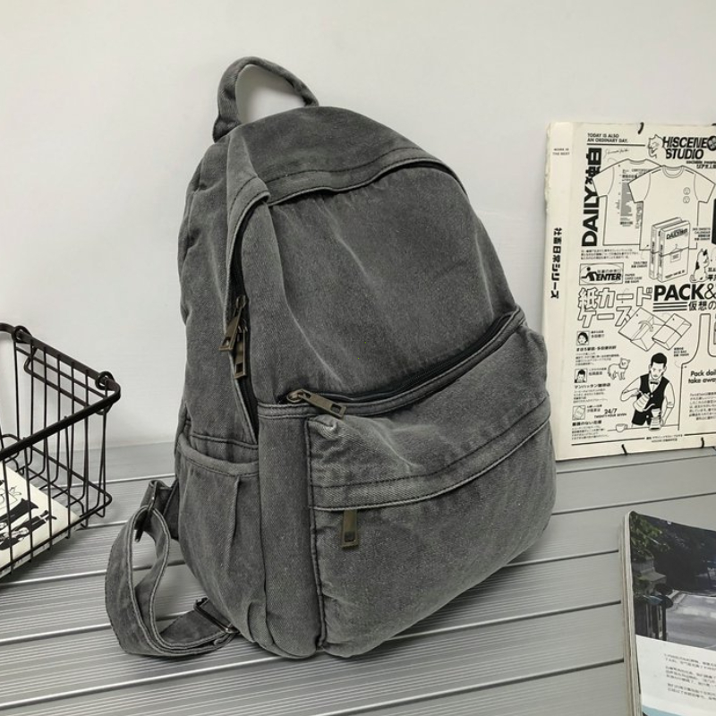 Women Bags Jeans - ใหม่สีเทากระเป๋าเป้สะพายหลังผ้ายีนส์ผู้หญิงกระเป๋าเดินทางพักผ่อนกระเป๋าสะพายแฟชั่นกระเป๋านักเรียนหญิงเหมาะสำหรับเด็กชายและเด็กหญิงโมชิลา
