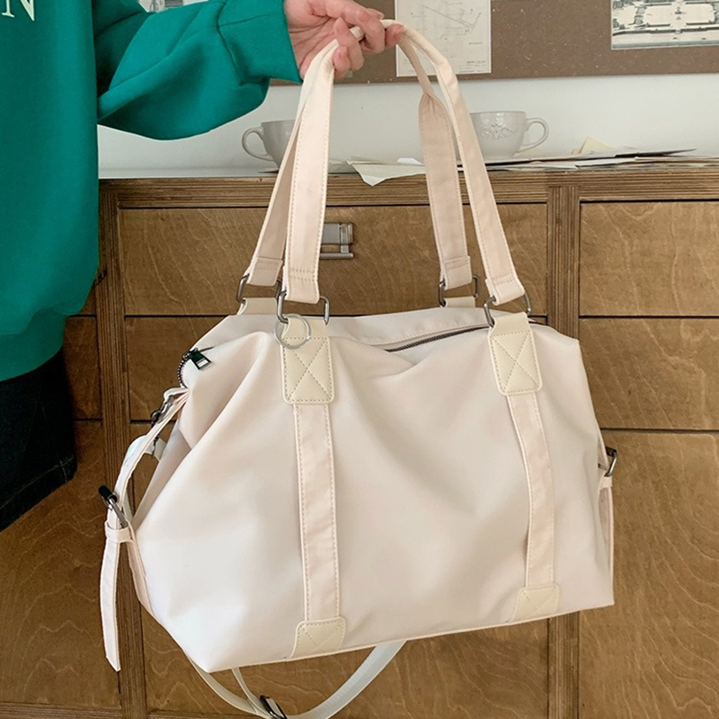 Women Bags White - 2026 กระเป๋าสะพายไหล่ลำลองสำหรับผู้หญิงความจุขนาดใหญ่ไนลอนน้ำหนักเบากระเป๋าถือหญิงคลาสสิกสีดำสีขาวกระเป๋าผู้ส่งสาร