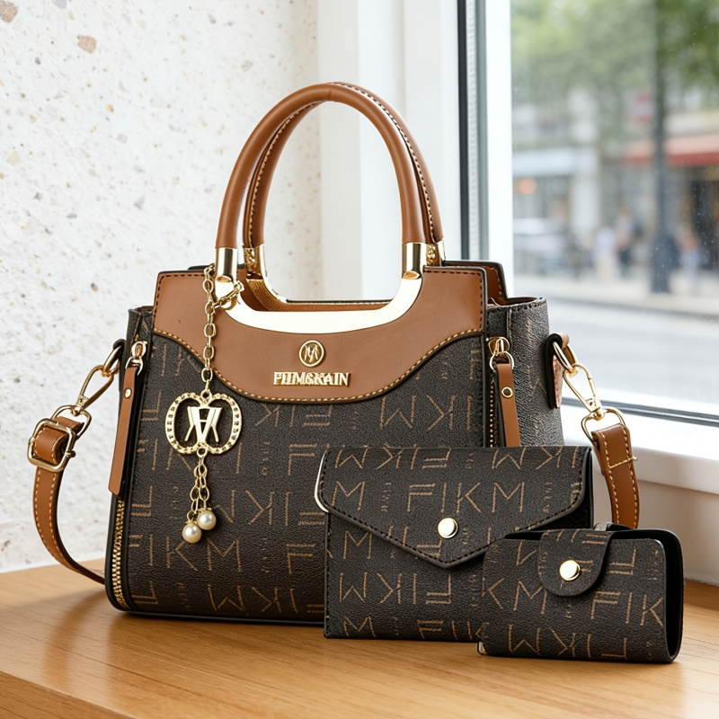Women'S Bags Handbags - ชุดกระเป๋าพิมพ์ลายตัวอักษร 3 ชิ้น สไตล์หรูหรา คุณภาพสูง กระเป๋าแฟชั่นสำหรับผู้หญิง