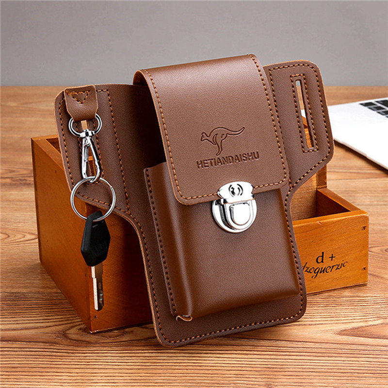 Saddle Bag Leather - กระเป๋าคาดเอวใส่โทรศัพท์สำหรับผู้ชาย ซองใส่โทรศัพท์แบบห่วง กระเป๋าใส่โทรศัพท์ กระเป๋าสตางค์ คุณภาพสูง หนัง