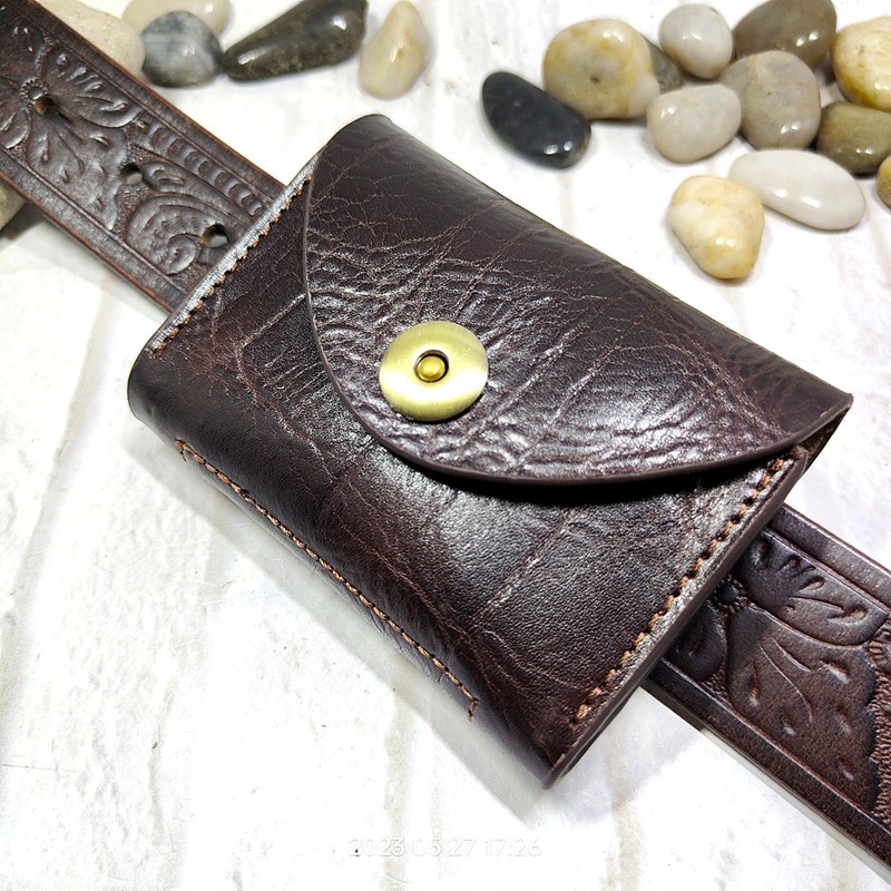Saddle Bag Leather - Blongk กระเป๋าคาดเอวขนาดเล็กแพ็คเข็มขัดสานขนาดเล็กหนังแท้ Fanny-กระเป๋าใส่การ์ดกระเป๋าสตางค์เคสกุญแจรถยนต์ dompet koin ผู้ชาย3618