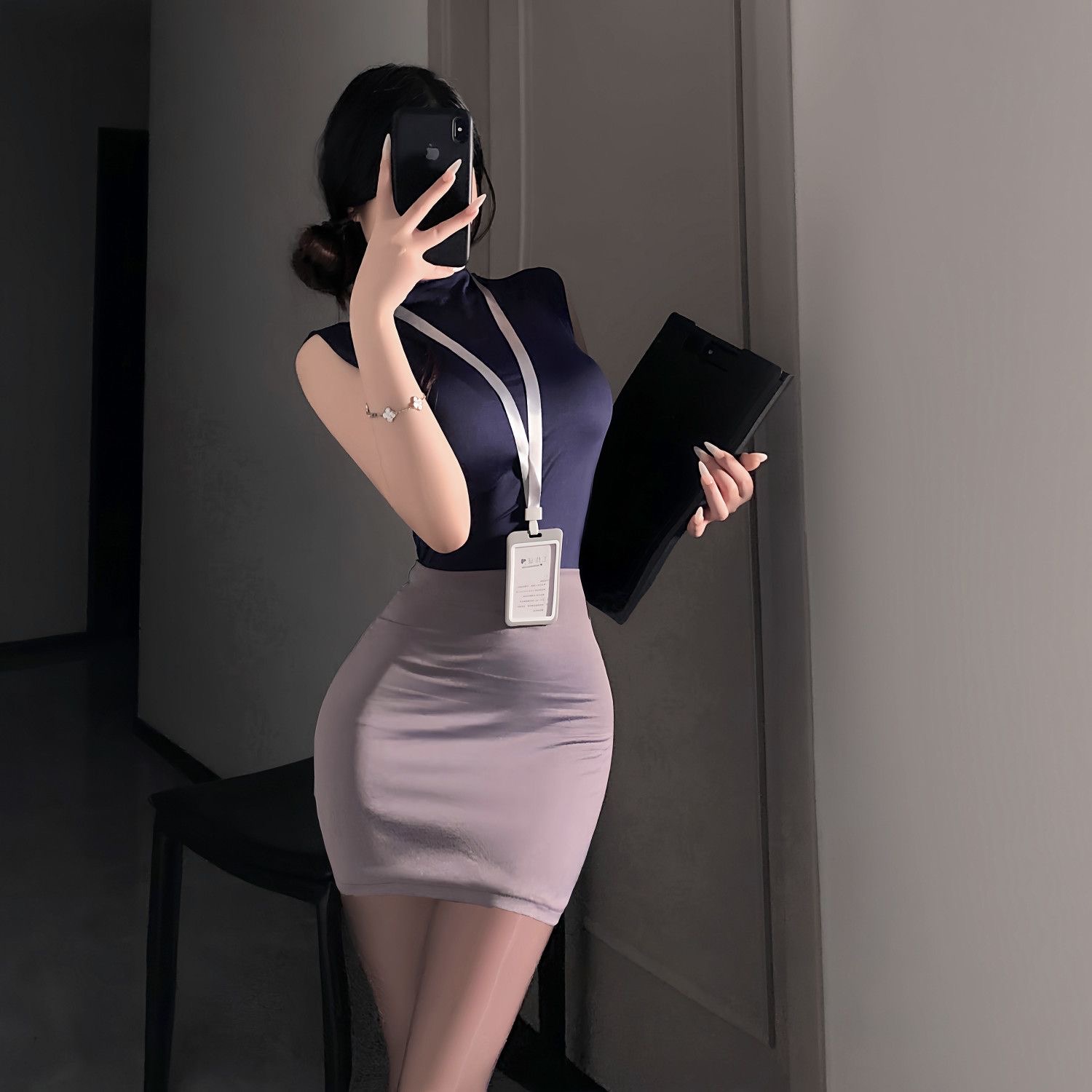 Women Bags For Office - กระโปรงหวานชุด OL เซ็กซี่ Pure Desire สไตล์เลขานุการกระเป๋าก้น