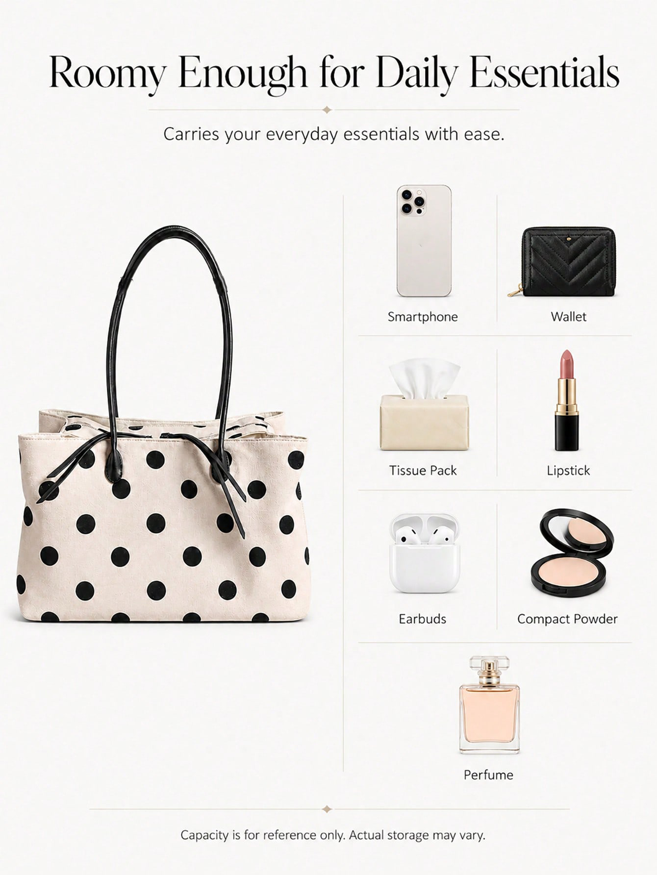 กระเป๋าโท้ทผ้าลินินลายจุดขนาดใ - Women Bags For Work บทวิจารณ์และราคา