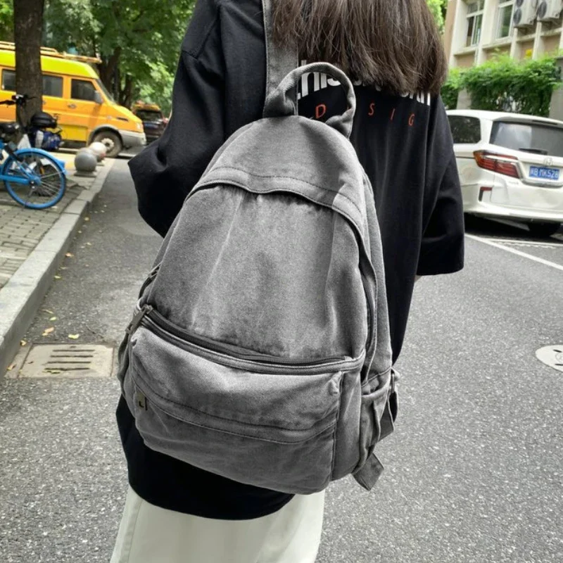 ใหม่สีเทากระเป๋าเป้สะพายหลังผ้ - Women Bags Jeans บทวิจารณ์และราคา
