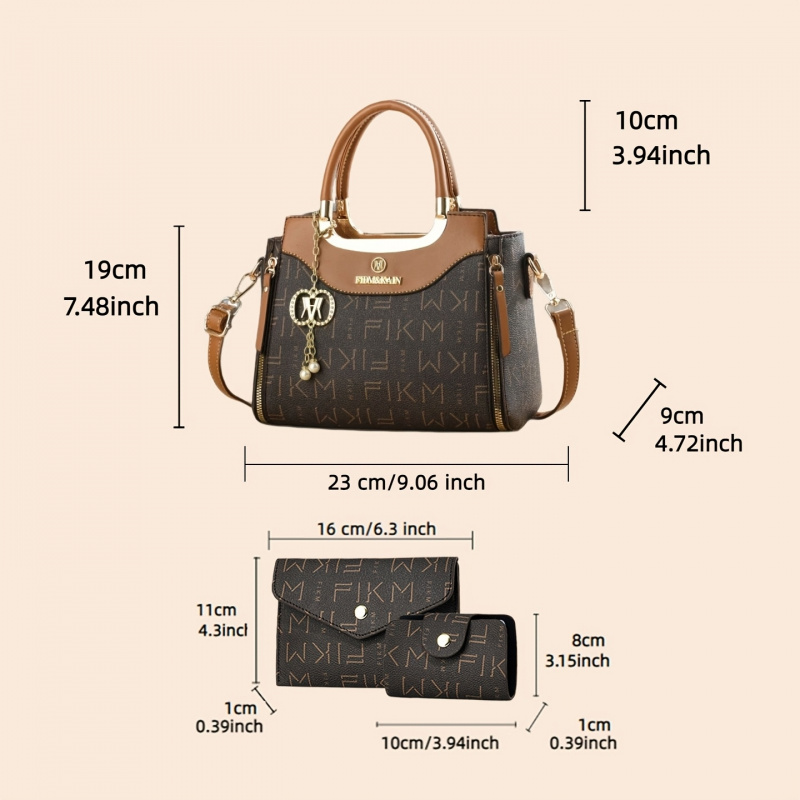 ชุดกระเป๋าพิมพ์ลายตัวอักษร 3 ช - Women'S Bags Handbags บทวิจารณ์และราคา