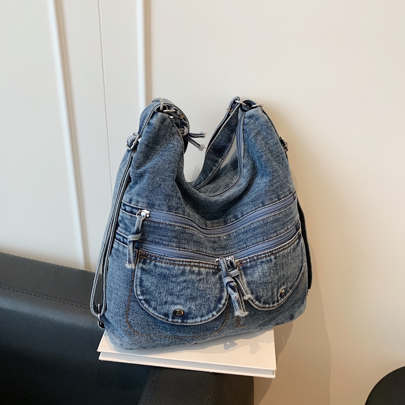 กระเป๋าโท้ทผ้ายีนส์วินเทจแบบฟอ - Women Bags Jeans บทวิจารณ์และราคา