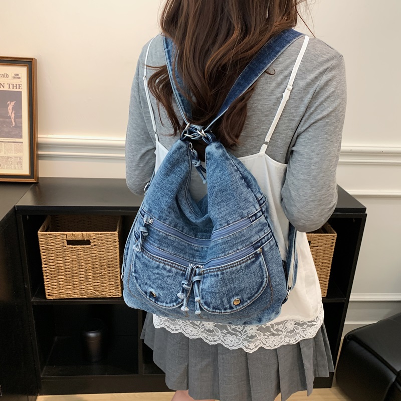 กระเป๋าโท้ทผ้ายีนส์วินเทจแบบฟอ - Women Bags Jeans บทวิจารณ์และราคา