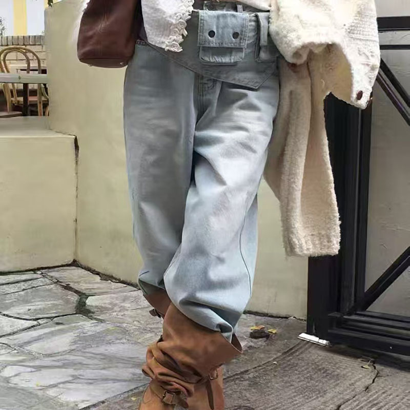 กางเกงยีนส์ทรงขาตรงเอวสูงสำหรั - Women Bags Jeans บทวิจารณ์และราคา