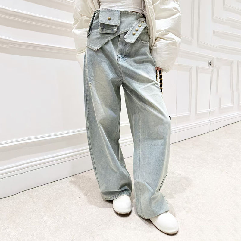 กางเกงยีนส์ทรงขาตรงเอวสูงสำหรั - Women Bags Jeans บทวิจารณ์และราคา