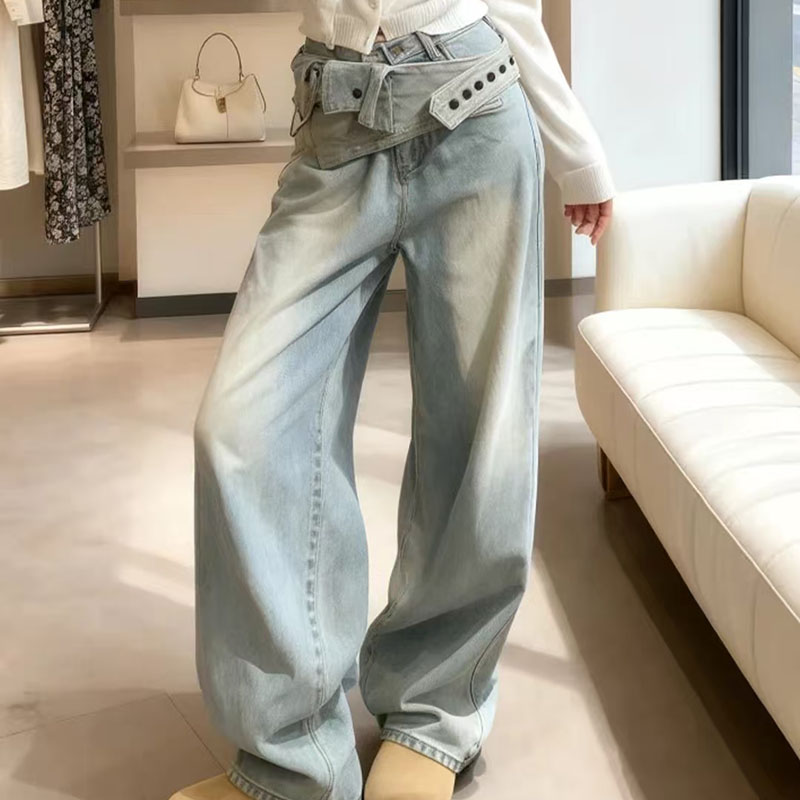 กางเกงยีนส์ทรงขาตรงเอวสูงสำหรั - Women Bags Jeans บทวิจารณ์และราคา