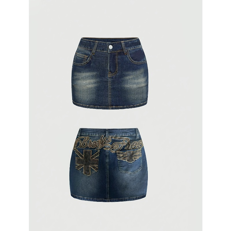 กระโปรงยีนส์สั้นทรงเรโทรสำหรับ - Women Bags Jeans บทวิจารณ์และราคา