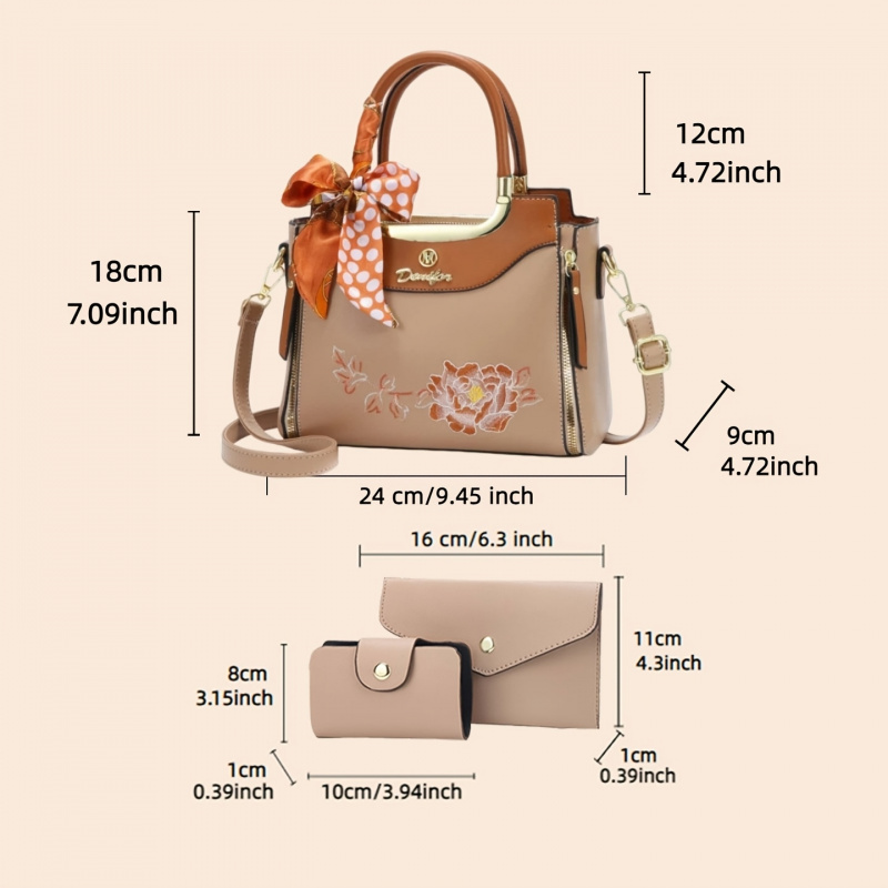 ชุดกระเป๋าถือปักลายคุณภาพสูง 3 - Women Bags For Office บทวิจารณ์และราคา