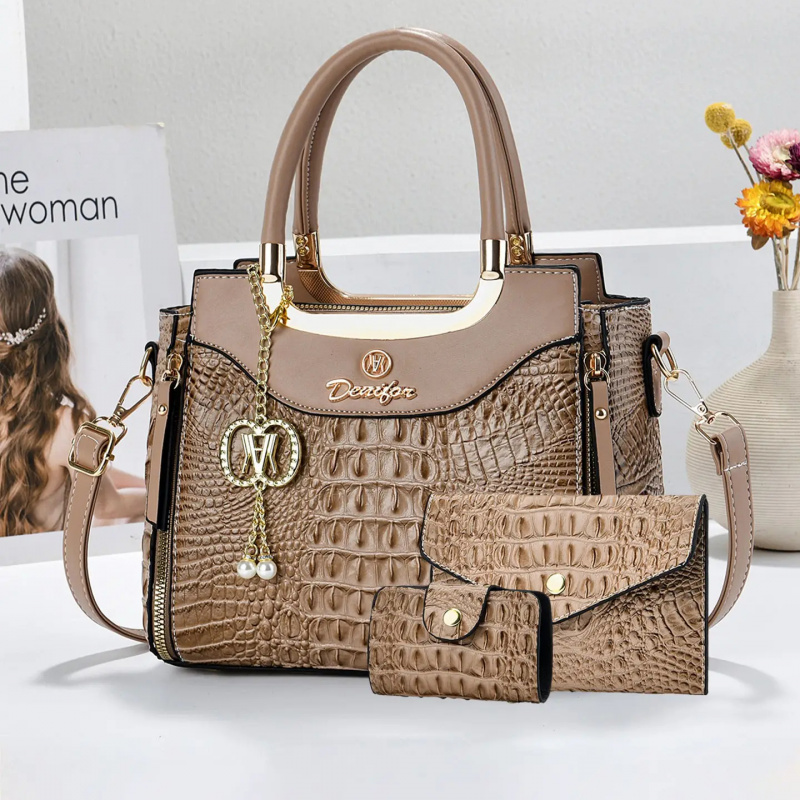 ชุดกระเป๋าถือลายหนังจระเข้สำหร - Women'S Bags Handbags บทวิจารณ์และราคา
