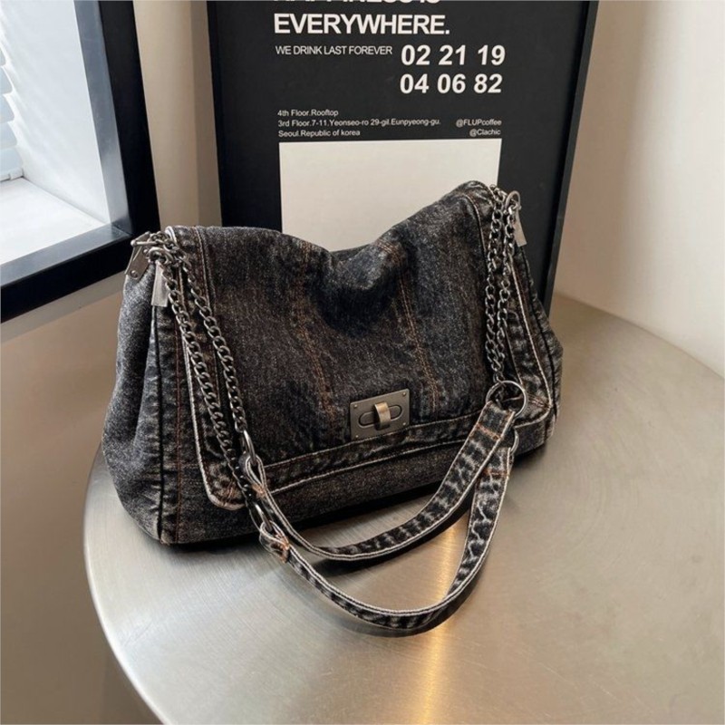 กระเป๋าโท้ทผ้ายีนส์สไตล์ฮาราจู - Women Bags Jeans บทวิจารณ์และราคา