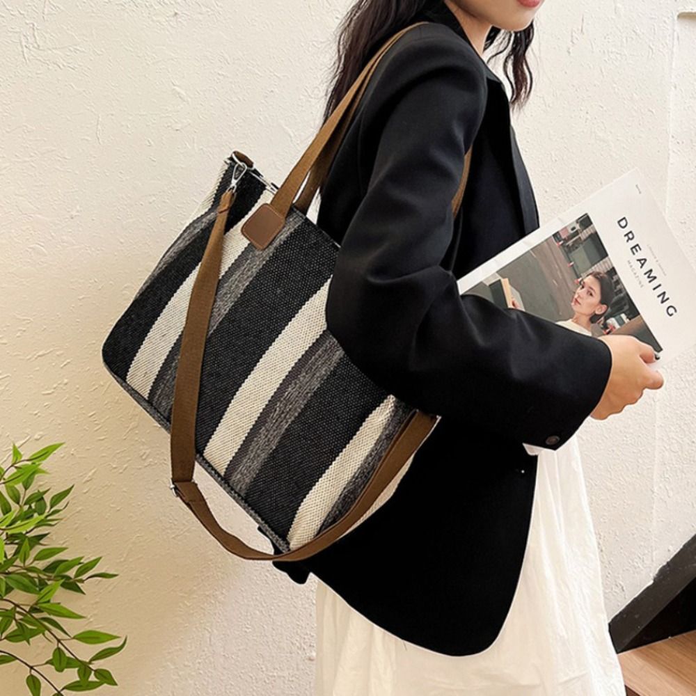 กระเป๋าผ้าลายทางแบบใหม่ กระเป๋ - Women Bags For Office บทวิจารณ์และราคา