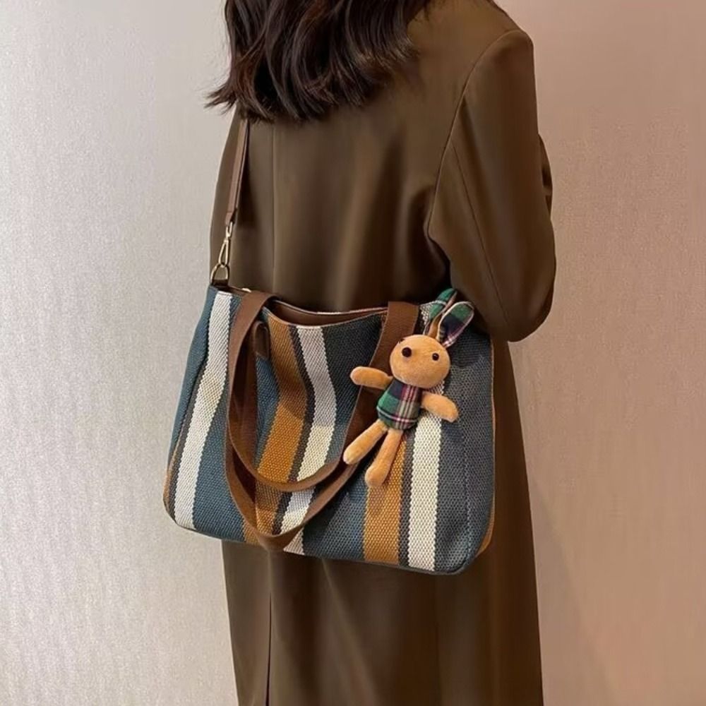 กระเป๋าผ้าลายทางแบบใหม่ กระเป๋ - Women Bags For Office บทวิจารณ์และราคา